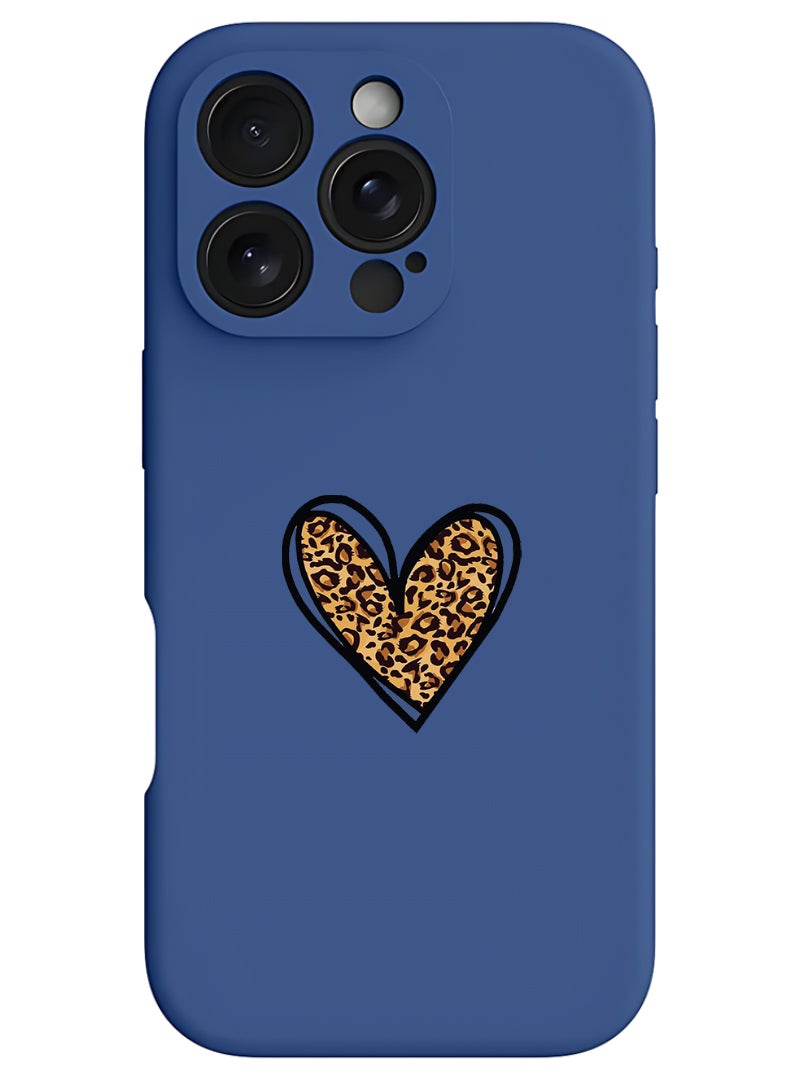 Theodor iPhone 16 Pro Blue Protective Slim Fit Case Liquid Silicone Cover with Full Body Protection Anti-Scratch Shockproof Case For iPhone - leopard Print - Image 1