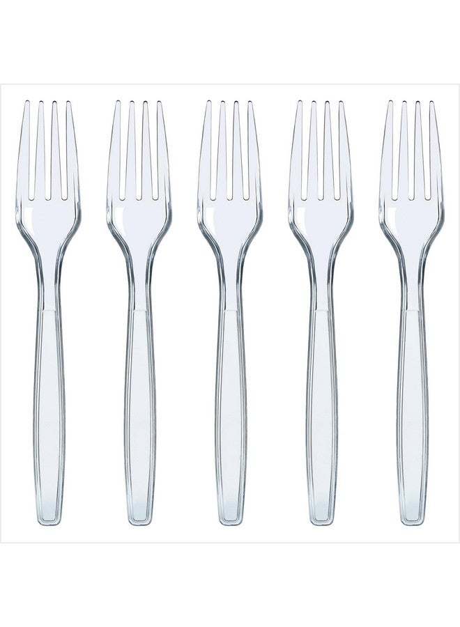 Prestee 500 Clear Plastic Forks - Heavyweight Disposable Forks, Sturdy Flatware, Elegant Fork for Parties, Bulk Disposable Silverware Set, Clear Plastic Utensils - Flatware - Image 1