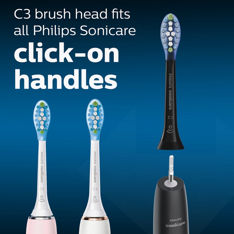 Sonicare رؤوس فرشاة الأسنان البديلة الأصلية من فيليبس سونيكير C3 للتحكم في البلاك، 2 رأس فرشاة، أسود، HX9042/95 - Image 5