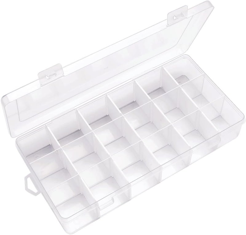 IOOLEEM 18 Grids Adjustable Dividers Plastic Bead Organizer Box, Organizer Container Storage Box, Dividers for bead arts and crafts. - Image 1