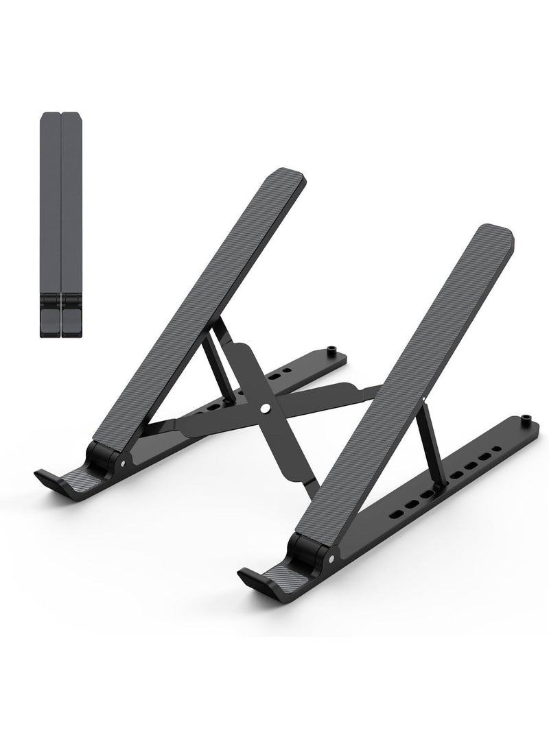 SFENG Adjustable Foldable Laptop Stand, Portable ABS Notebook Riser with 7‑Level Height Adjustment, Ventilated Cooling Laptop Holder with Silicone Anti‑Slip Pads, for 10‑15.6 Inch Laptops & Tablets, Desk Office Use - Image 1