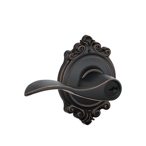 SCHLAGE Accent Lever with Brookshire Trim Keyed Entry Lock in Aged Bronze F51A ACC 716 BRK - Image 3