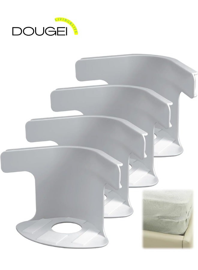 دوغي مجموعة حاملات ملاءات السرير المغلقة - 4 عبوات من مشابك زاوية حامل ملاءات السرير شديدة التحمل ، ملاءات مجهزة مثبتة بإحكام في مكانها مع حزام ، قبضة مانعة للانزلاق لجميع أحجام المراتب ، شريط حلقة خطاف متضمن - Image 1