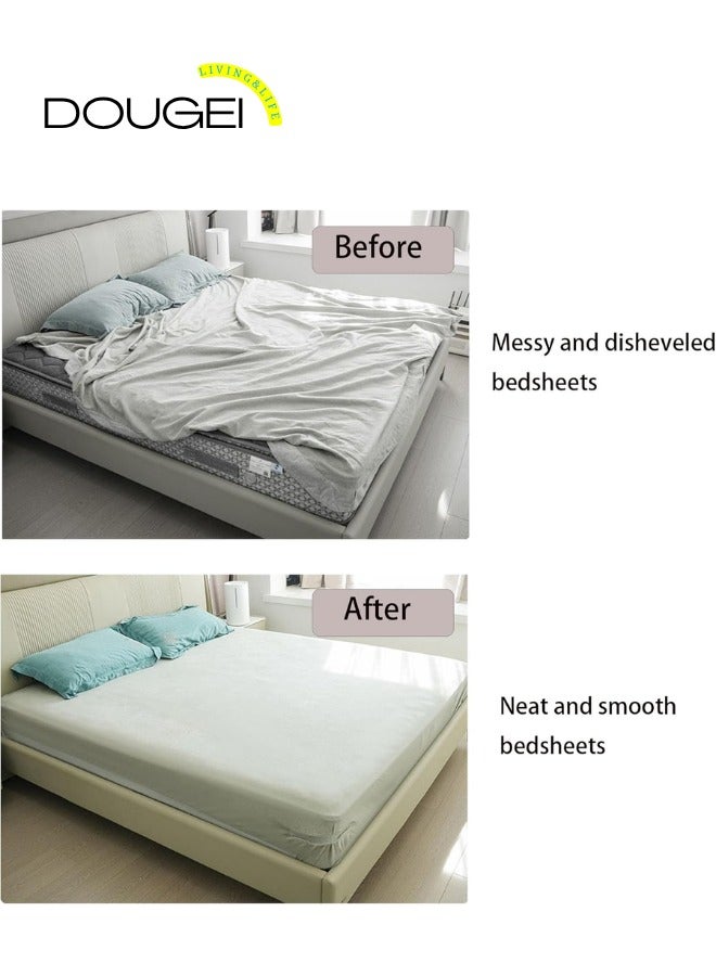 دوغي مجموعة حاملات ملاءات السرير المغلقة - 4 عبوات من مشابك زاوية حامل ملاءات السرير شديدة التحمل ، ملاءات مجهزة مثبتة بإحكام في مكانها مع حزام ، قبضة مانعة للانزلاق لجميع أحجام المراتب ، شريط حلقة خطاف متضمن - Image 5
