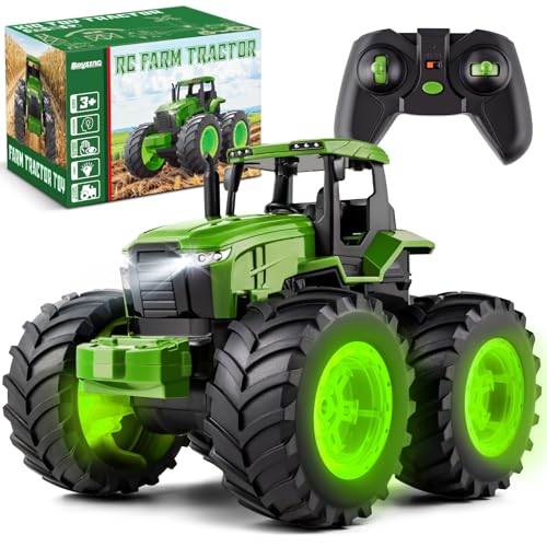 BAYSING Remote Control Tractor Toys for Kids 35 Light Up Monster Trucks Toy for Boys 34567 Year Old Toddlers RC Farm Vehicle Toys for Ages 37 Years Old Ideal Birthday Toys Gift for Boys Girls - Image 1