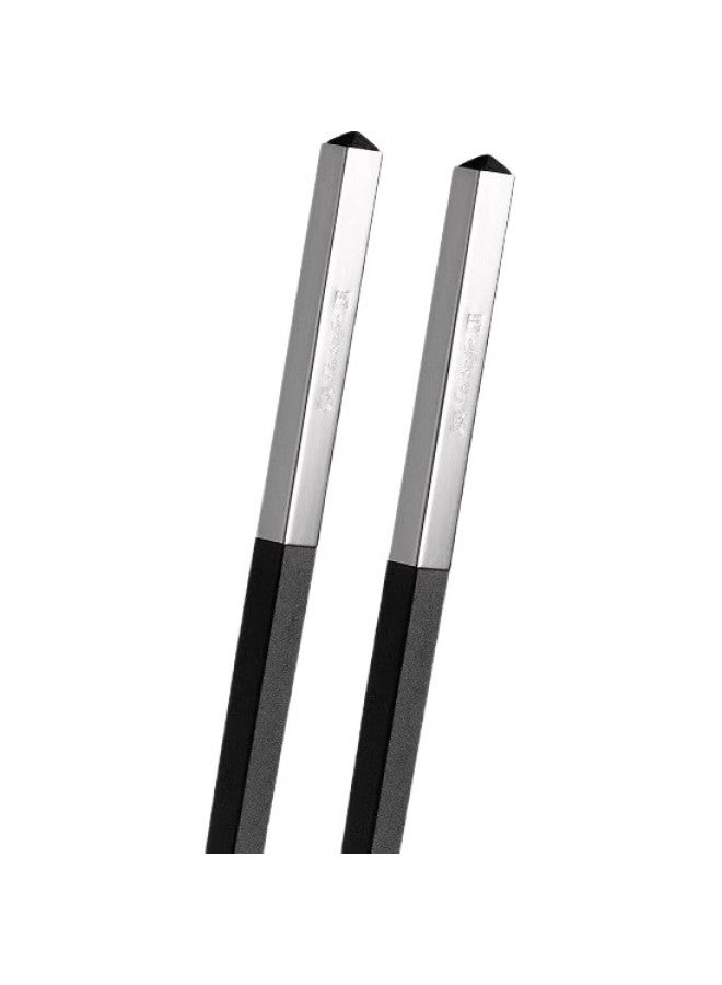 Christofle Quinting Christofle Kinting Uni Chinese Style Round Head Resin Chopsticks Silver Plated Non-Slip Single Person Household Gift 1 Pair - Image 2