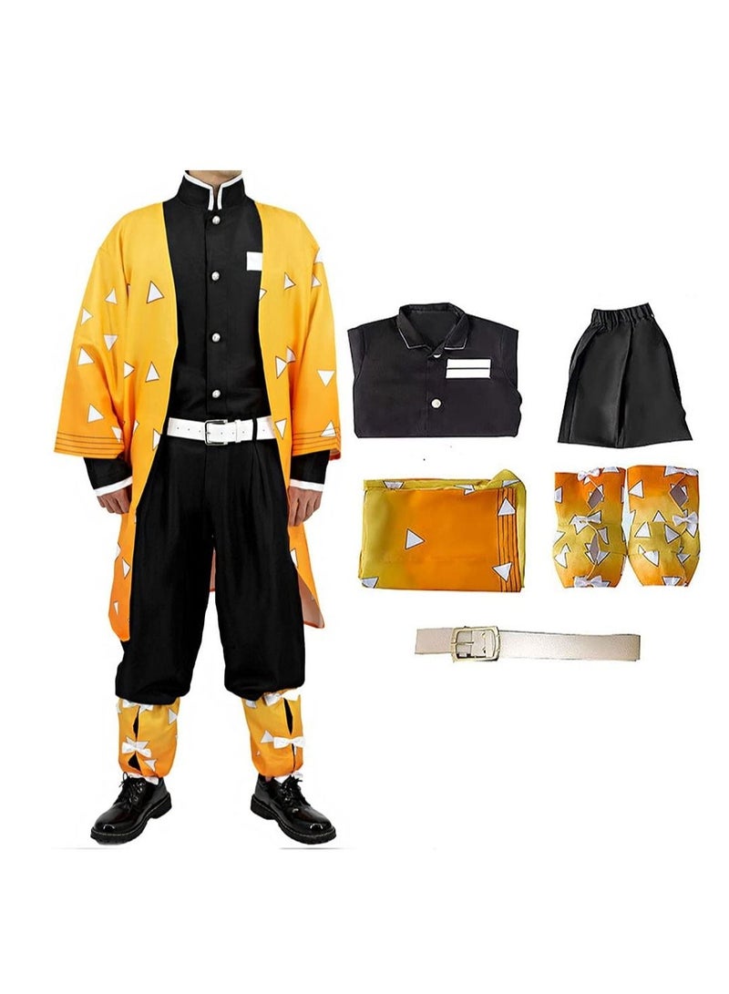 Brain Giggles Demon Slayer Costume, Zenitsu  Agatsuma Kimono Anime Outfit - Halloween Costume for Kids and Adults - Image 4
