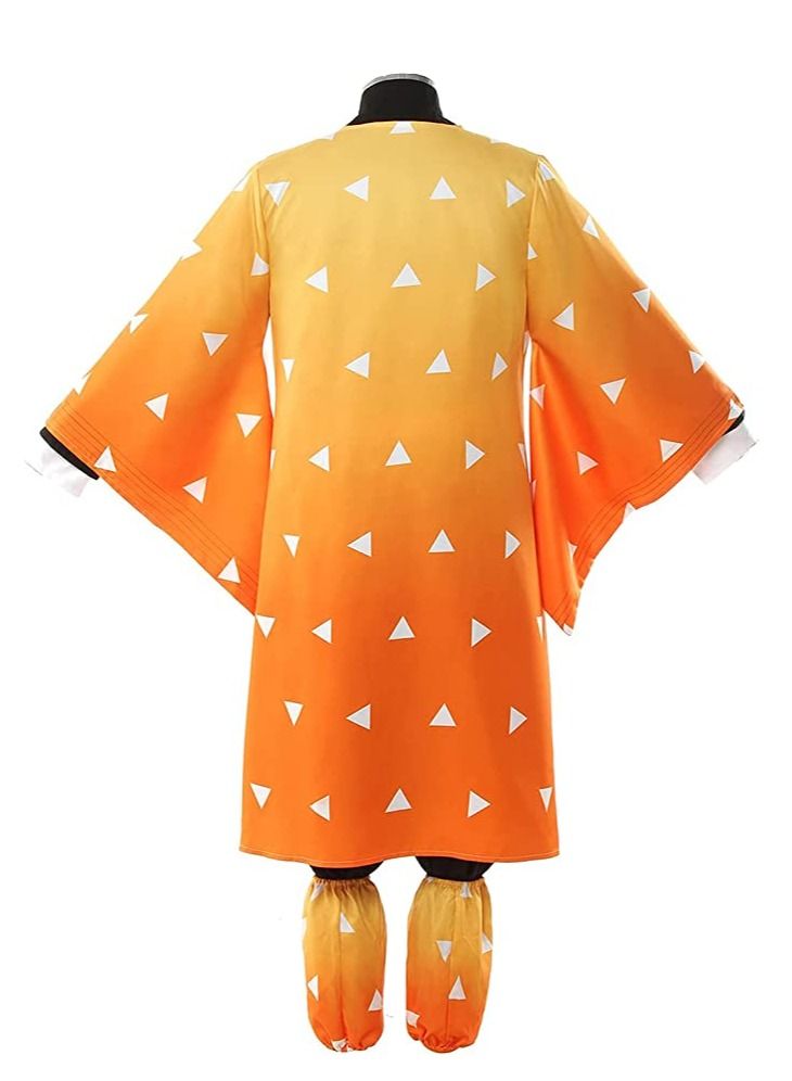 Brain Giggles Demon Slayer Costume, Zenitsu  Agatsuma Kimono Anime Outfit - Halloween Costume for Kids and Adults - Image 2