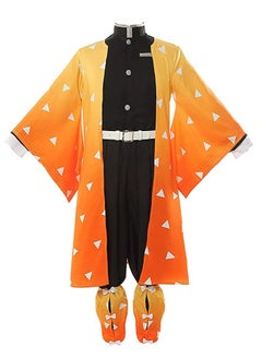 Brain Giggles Brain Giggles Demon Slayer Costume, Zenitsu  Agatsuma Kimono Anime Outfit - Halloween Costume for Kids and Adults  - Image 1