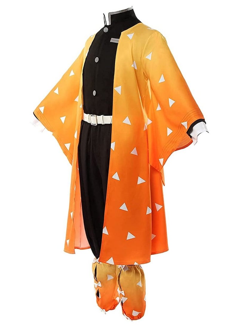 Brain Giggles Demon Slayer Costume, Zenitsu  Agatsuma Kimono Anime Outfit - Halloween Costume for Kids and Adults - Image 3