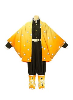 Brain Giggles Brain Giggles Demon Slayer Costume, Zenitsu  Agatsuma Kimono Anime Outfit - Halloween Costume for Kids and Adults  - Image 5