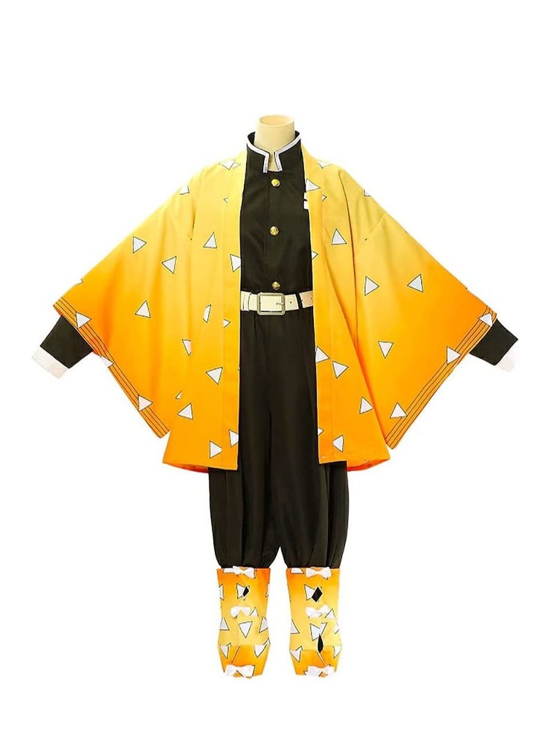 Brain Giggles Demon Slayer Costume, Zenitsu  Agatsuma Kimono Anime Outfit - Halloween Costume for Kids and Adults - Image 5