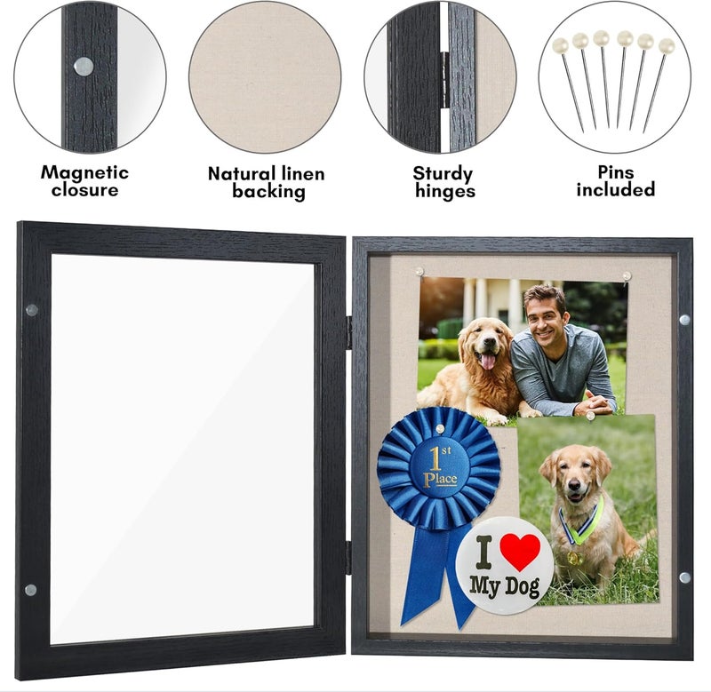 Americanflat Front Opening 8.5x11 Shadow Box Frame with Shatter-Resistant Glass - Silhouette Collection - Shadow Box Display Case for Tabletop and Wall Display - Black - Image 4
