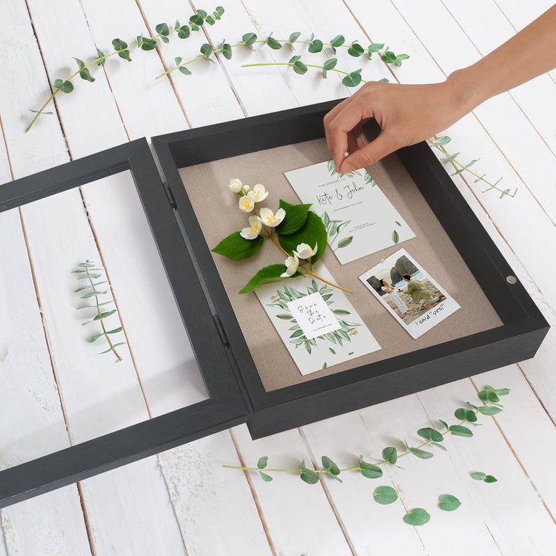 Americanflat Front Opening 8.5x11 Shadow Box Frame with Shatter-Resistant Glass - Silhouette Collection - Shadow Box Display Case for Tabletop and Wall Display - Black - Image 5