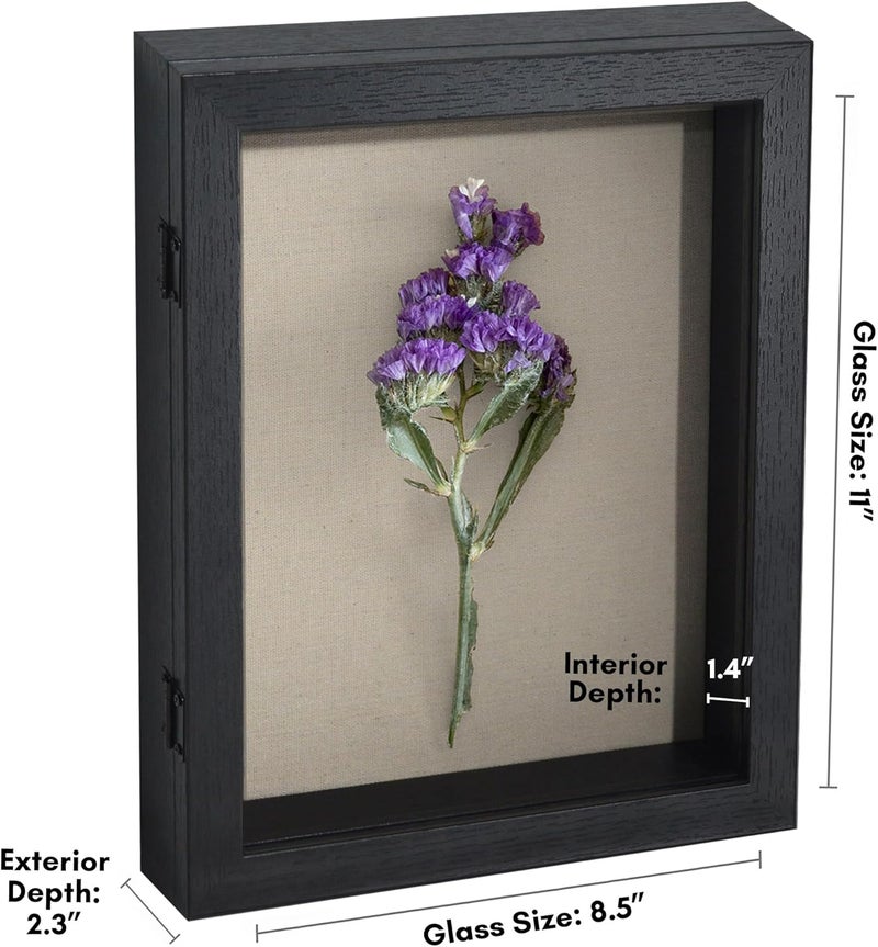 Americanflat Front Opening 8.5x11 Shadow Box Frame with Shatter-Resistant Glass - Silhouette Collection - Shadow Box Display Case for Tabletop and Wall Display - Black - Image 2