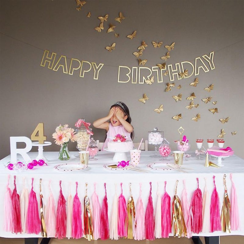 GAKA Hot Pink Light Pink Tissue Paper Tassels Garland Tassel Banner for Party Decorations,15 PC - Image 5