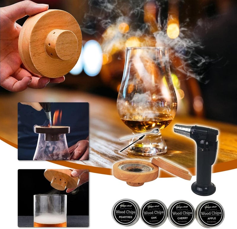 woobles Cocktail Smoker Kit with Butane Torch , Wood Chips , Whiskey Stones，Old Fashioned Cold Smoker Cocktail Smoking infuser Kit Father's Day Gift - Image 1