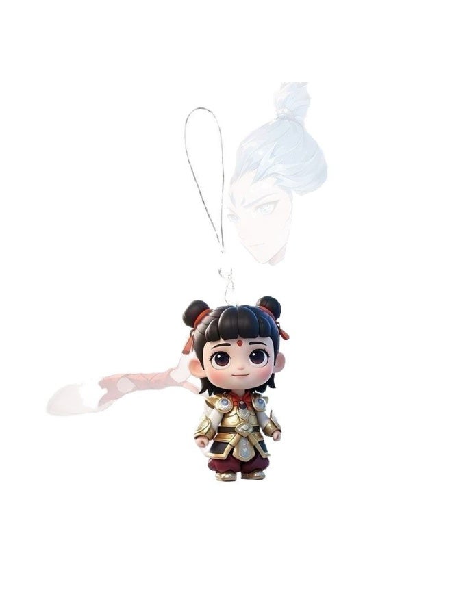 KUYING Nezha 2 Magic Children Roaring Sea Lotus Cake CP Mobile Chain Pendant 3-Piece Set  - Image 3
