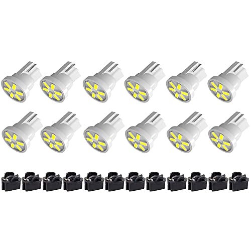 BlyilyB 12-Pack White T10 194 168 With Twist Lock Socket PC194 PC195 PC161 PC158 Dash Instrument LED Light Bulbs Bright Panel Gauge Cluster Dashboard LED Light Bulbs - Image 1