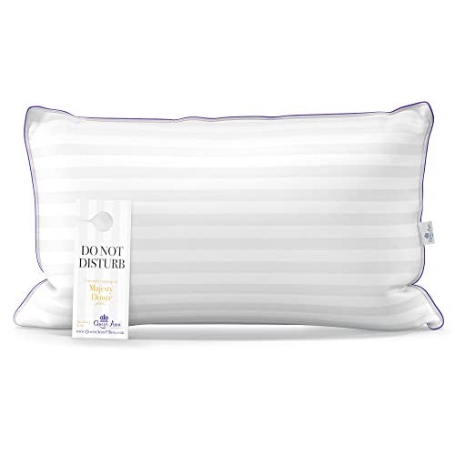Queen Anne Luxury Hotel Down Alternative Pillow  Majesty Down  Synthetic Allergy Free Hypoallergenic Bed Pillow  Made in USA Standard Medium