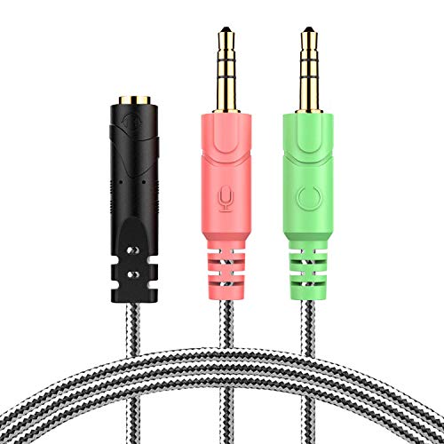 MillSO Headset Adapter 3.3 Feet 3.5mm Audio Jack Y Cable Headphone Adapter 1x 3.5mm Female to 2X 3.5mm Male Headset Adapter for Double-Jacks PC - Image 1