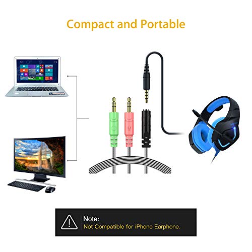 MillSO Headset Adapter 3.3 Feet 3.5mm Audio Jack Y Cable Headphone Adapter 1x 3.5mm Female to 2X 3.5mm Male Headset Adapter for Double-Jacks PC - Image 4