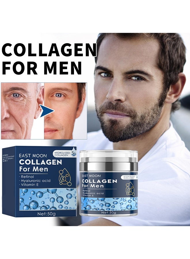 East Moon Collagen Cream For Men, Men's Age Revive Collagen Facial Cream, Anti-Aging Face Moisturizer With Retinol, Fade Fine Lines, Tighten Skin, Age Rewind Wrinkles Smoothing Gel, Day And Night Skin Care Moisturizing And Tightening Lotion, 50g - Image 2
