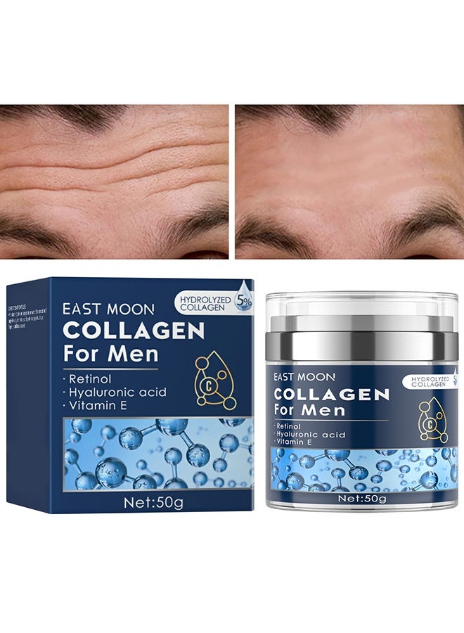 East Moon Collagen Cream For Men, Men's Age Revive Collagen Facial Cream, Anti-Aging Face Moisturizer With Retinol, Fade Fine Lines, Tighten Skin, Age Rewind Wrinkles Smoothing Gel, Day And Night Skin Care Moisturizing And Tightening Lotion, 50g - Image 1