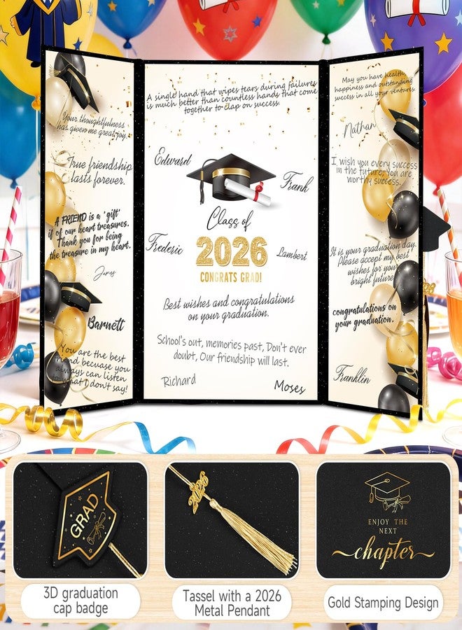 GRADESIN kockuu 2026 Graduation Guest Book Signature Board, Black and Gold Class of 2026 Graduation Sign In Book to Sign Decor for Grad Party High School College Grad Gifts - Image 4