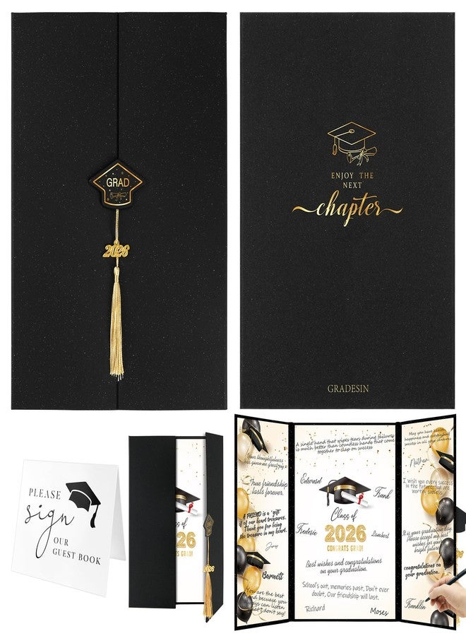 GRADESIN kockuu 2026 Graduation Guest Book Signature Board, Black and Gold Class of 2026 Graduation Sign In Book to Sign Decor for Grad Party High School College Grad Gifts - Image 1