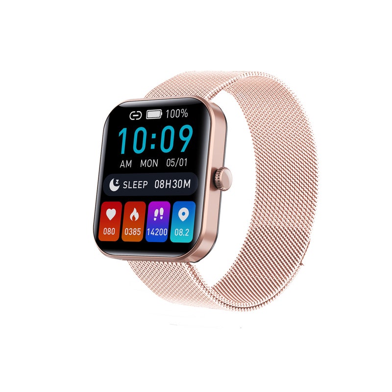 Smart Watch 1.91 Inch HD IPS Screen Pink Milan Steel - 3rd Gen Calibration IP67 Waterproof Health Monitoring Watch for Men’s Fitness & Daily Health Tracking - Image 1