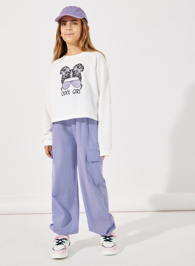 Cool Girl Graphic Sweatshirt & Cargo Pants Set
