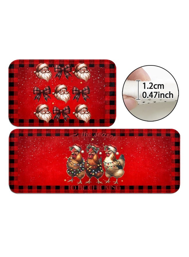 2 PCS Christmas Sponge Rugs Set, Cushion Floor Carpet, Waterproof, Oil Resistant and Anti-Fatigue PU Standing Mat for Kitchen, Floor, Office, Sink, Laundry 45*75CM+45*120CM - Image 2