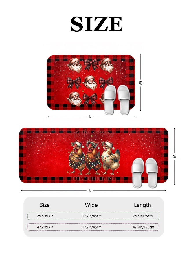 2 PCS Christmas Sponge Rugs Set, Cushion Floor Carpet, Waterproof, Oil Resistant and Anti-Fatigue PU Standing Mat for Kitchen, Floor, Office, Sink, Laundry 45*75CM+45*120CM - Image 5