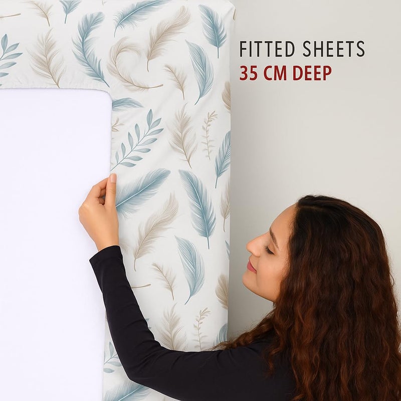 Amali  6 Pieces Bedsheet Set King Size (200 x 200+35cm) Polycotton Including 1 Duvet Cover 1 Fitted Sheet 2 Oxford & 2 Standard Pillowcases Durable & Long Lasting Quality - Image 4