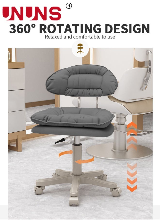UNUNS Rolling Stool With Backrest,Home Office Rolling Stool Chair,Thickened Seat Cushion,Adjustable Height Swivel Chair for Nail Shop Salon Spa Massage,Dark Gray  - Image 3