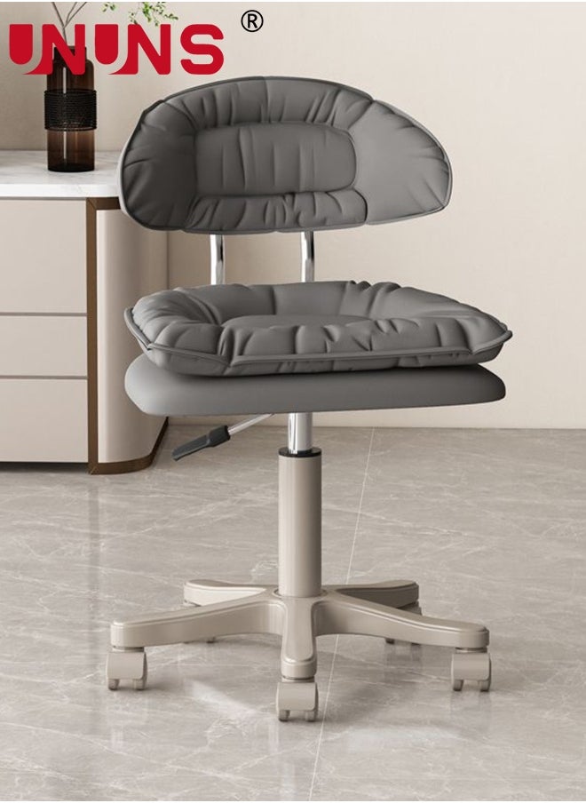 UNUNS Rolling Stool With Backrest,Home Office Rolling Stool Chair,Thickened Seat Cushion,Adjustable Height Swivel Chair for Nail Shop Salon Spa Massage,Dark Gray  - Image 1