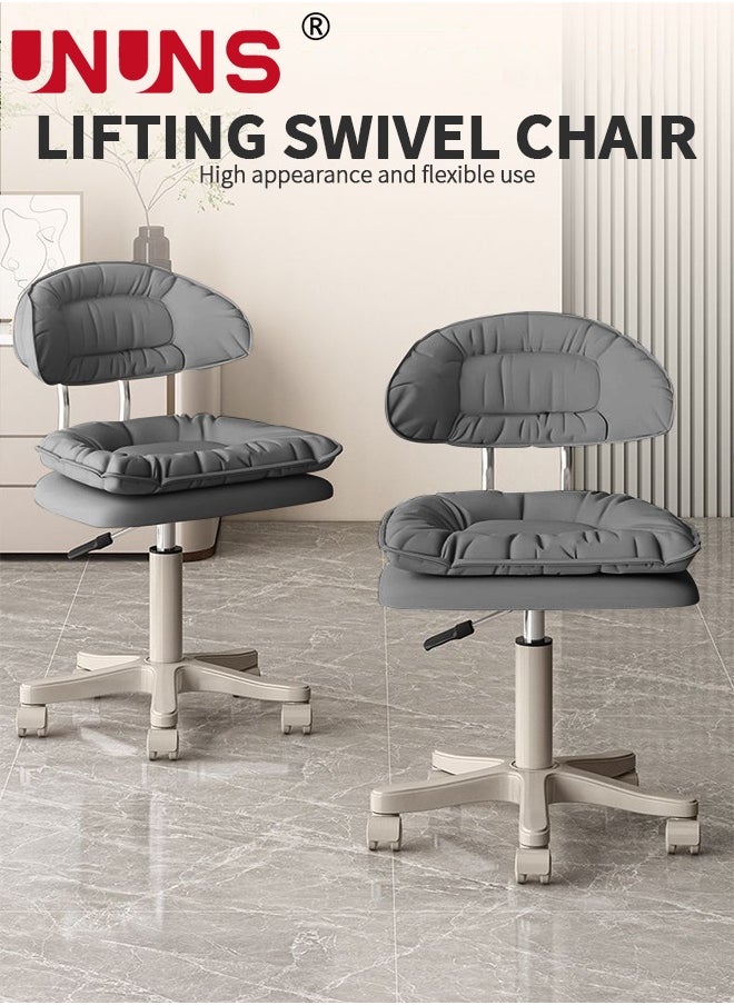 UNUNS Rolling Stool With Backrest,Home Office Rolling Stool Chair,Thickened Seat Cushion,Adjustable Height Swivel Chair for Nail Shop Salon Spa Massage,Dark Gray  - Image 2