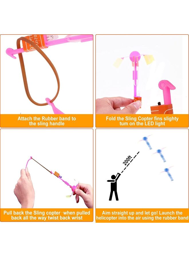 25Pcs LED Flying set, 25 Slingshot+25 Glow Helicopter, Flying Toy Outdoor Toys Glow in the Dark Party Supplies Party Favors for Age 8-12,4-8 - Image 4