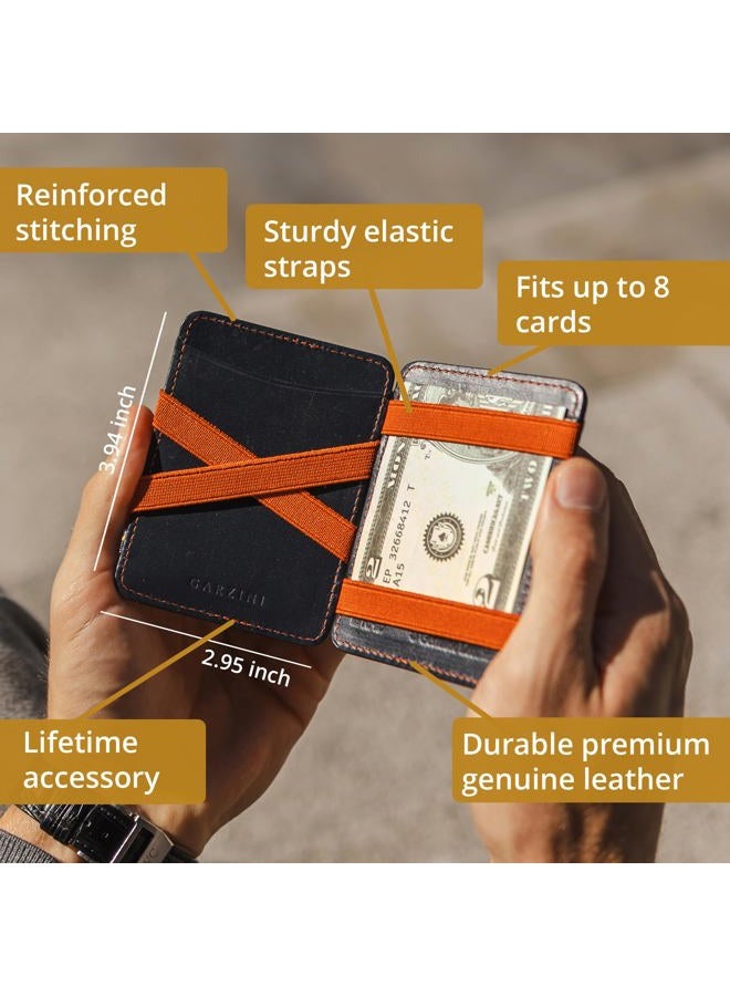GARZINI محفظة سحرية للرجال | محفظة جلدية رفيعة مع حماية RFID | محفظة جيب أمامية بسيطة | تحمل 8 بطاقات + نقود | تصميم يدوي جاهز كهدية، 01 أسود، مقاس واحد، كلاسيكي - Image 3