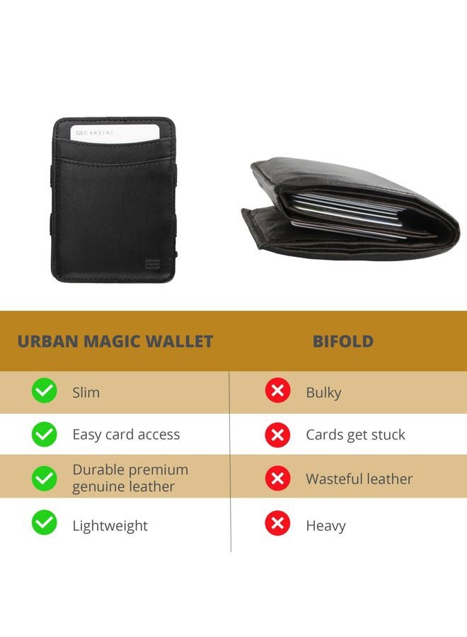 GARZINI محفظة سحرية للرجال | محفظة جلدية رفيعة مع حماية RFID | محفظة جيب أمامية بسيطة | تحمل 8 بطاقات + نقود | تصميم يدوي جاهز كهدية، 01 أسود، مقاس واحد، كلاسيكي - Image 5