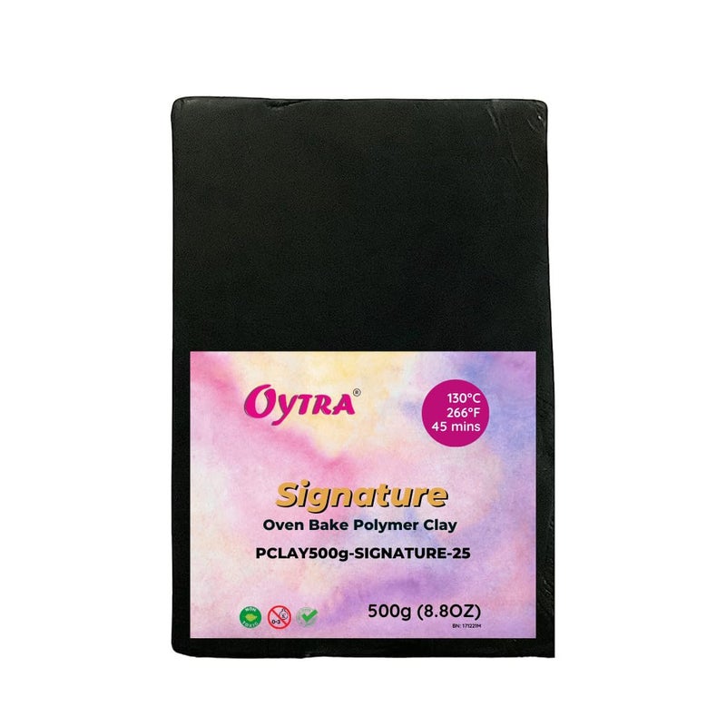 Oytra 500 Gram Signature Polymer Clay Oven Bake Clay for Jewellery Figurine Canes Making Bulk Pack (Black 25) - Image 1