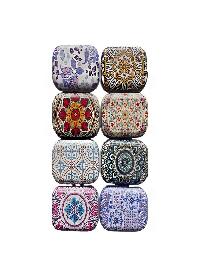 werdecade 8Pcs Mini Flower Tin Trinket Jewelry Organizer Storage Box Decorative Boxes Small Metal Tins with Hinged Lids Portable Box Containers Small Storage Kit (Bohemia) - Image 1