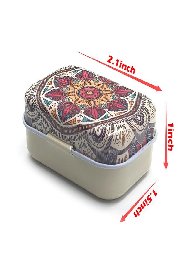 werdecade 8Pcs Mini Flower Tin Trinket Jewelry Organizer Storage Box Decorative Boxes Small Metal Tins with Hinged Lids Portable Box Containers Small Storage Kit (Bohemia) - Image 3