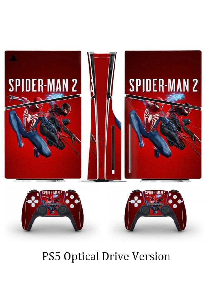 Generic PS5 Slim Optical Drive Version Sticker, Sony PS5 Slim Console Controller Skins Set, Skin Wrap Decal Sticker PS5 Slim Optical Drive Version, Protective Film Sticker for Spider-Man,  Vinyl Cover Sticker  - Image 1
