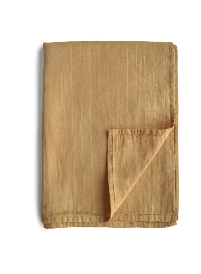 mushie Swaddle Blanket Organic Cotton - Fall Yellow