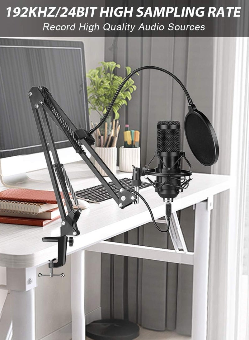 USB Condenser Microphone Kit with Adjustable Stand Black  - Image 2