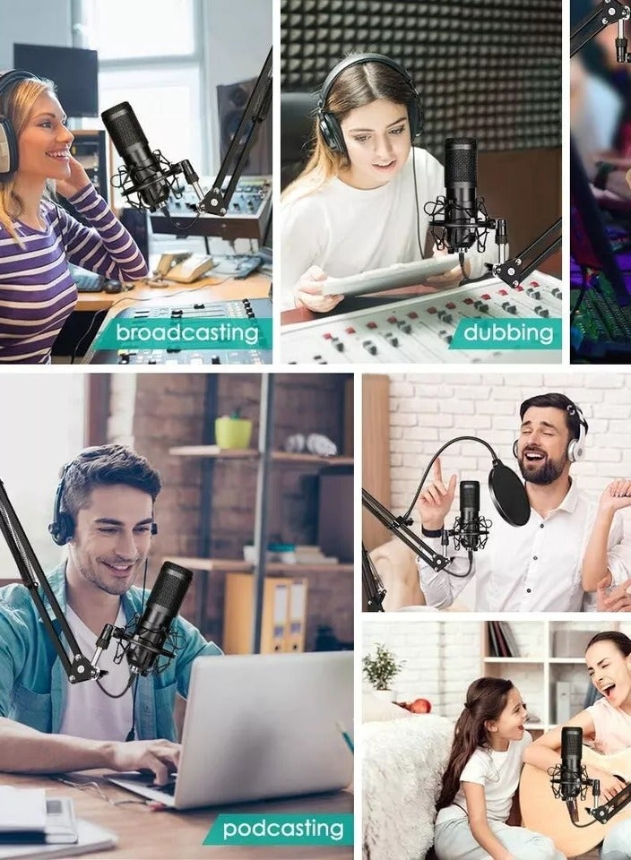 USB Condenser Microphone Kit with Adjustable Stand Black  - Image 5