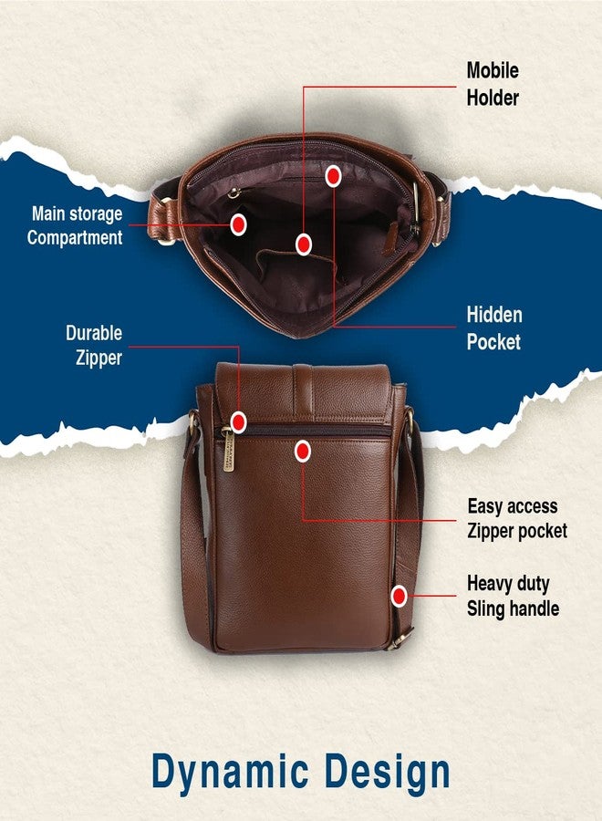 HAMMONDS FLYCATCHER Men Genuine Leather Sling Bag , Stylish and Spacious Side Bag , Crossbody Bag Daily Use, Travel, Adjustable Strap, 1 Year Warranty - Brushwood, Brown - Image 4