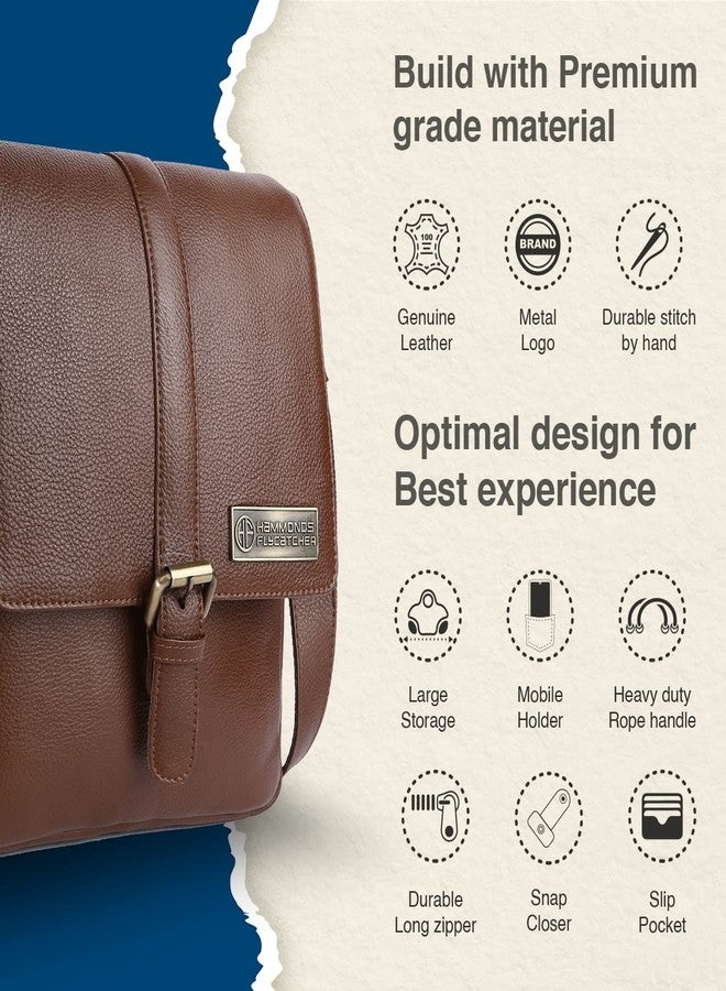 HAMMONDS FLYCATCHER Men Genuine Leather Sling Bag , Stylish and Spacious Side Bag , Crossbody Bag Daily Use, Travel, Adjustable Strap, 1 Year Warranty - Brushwood, Brown - Image 3